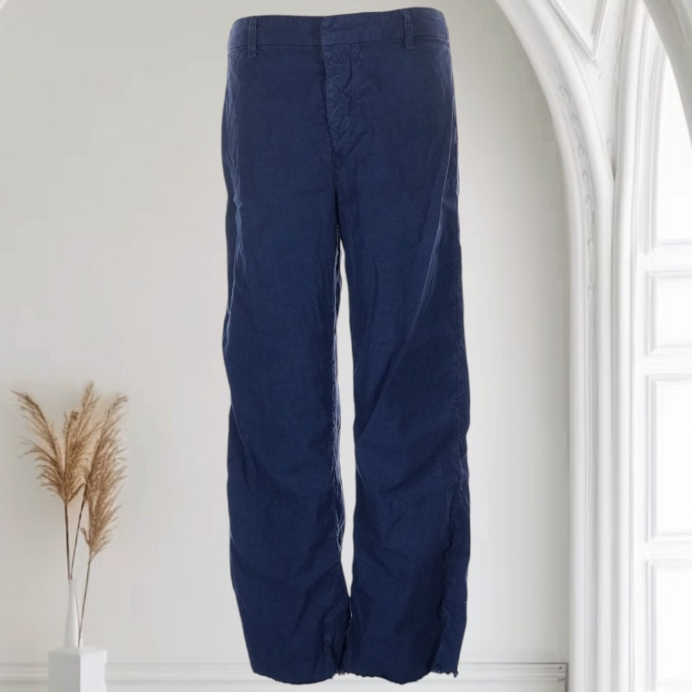 Frank & Eileen Kinsale Performance Flax Cotton Pants Womens 8 Raw‎ Hem Stretch